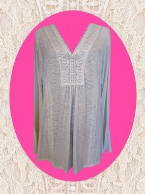 World Unity NWT Retro Boho Cottagecore Festival Ivory Lace Bell Sleeve Top L